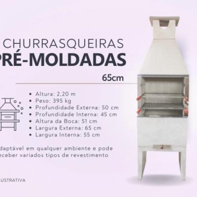 15 (quinze) churrasqueiras novas pré-moldadas de 65cm, com kit de inox